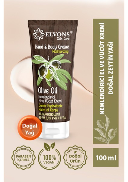 Zeytinyağı Özlü Nemlendirici Onarıcı El Ve Vücut Kremi 100 ml