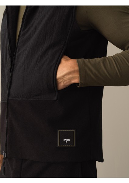 Erkek Siyah Regular Fit Polar Yelek