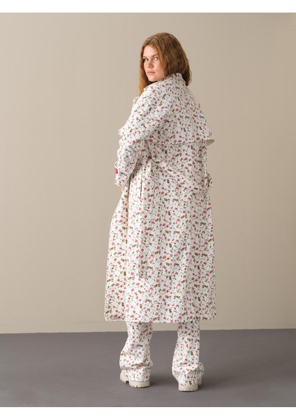 Kadın Pembe Pamuklu Oversize Trençkot