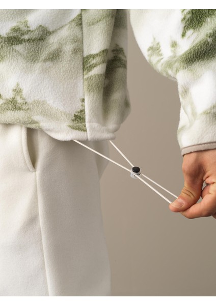 Erkek Yeşil Oversize Polar Sweatshirt