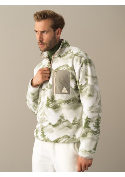 Erkek Yeşil Oversize Polar Sweatshirt