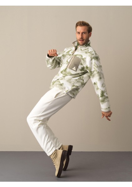 Erkek Yeşil Oversize Polar Sweatshirt