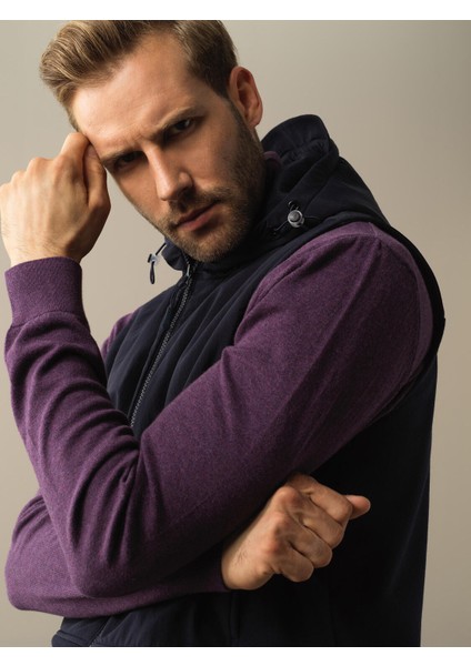 Erkek Lacivert Regular Fit Polar Yelek