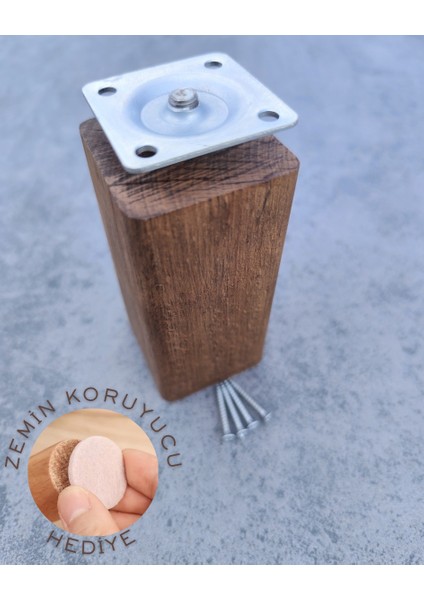 Ahşap Koltuk Komodin Şifonyer Mobilya Ayağı Yuvarlatılmış M8 Vidalı Masif Ahşap Ayak