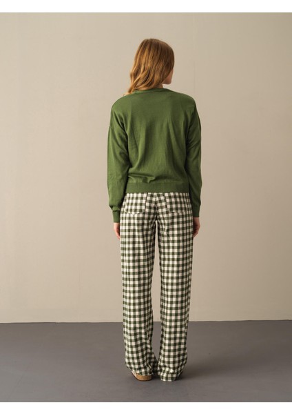 Kadın Yeşil Slim Fit Basic Hırka