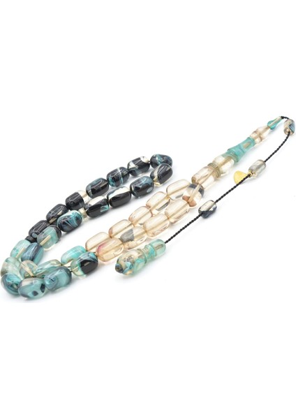 Hakan Turan Imzalı Kapsül Kesim Şeffaf Lacivert Sıkma Kehribar Tesbih fiyatları