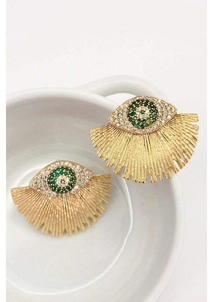 Ancient Spirits No:1 Altın Kaplama Yeşil Küpe