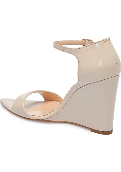 Bej Rugan Hakiki Deri Kadın Dolgu Topuklu Ayakkabı - K24Y1AY67252-A54