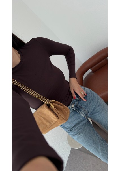 Önü Büzgülü Acı Kahve Soft Touch Bluz modelleri