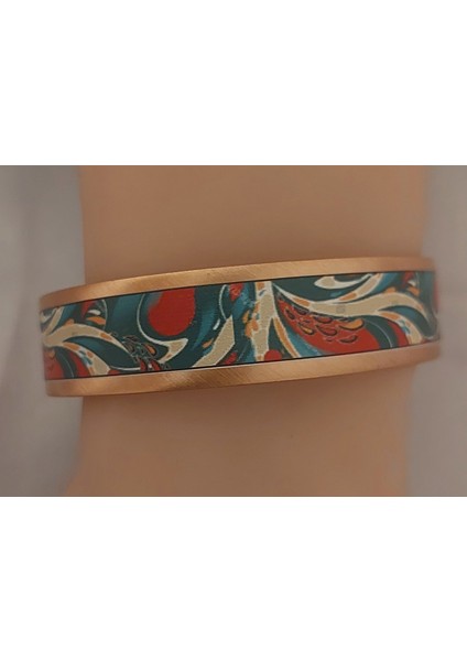 El Yapımı Bakır Bileklik | Etnik Desenli Uv Baskı | Unisex Tasarım