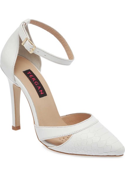 Beyaz Hakiki Deri Kadın Stiletto - K24I1AY67289-A26