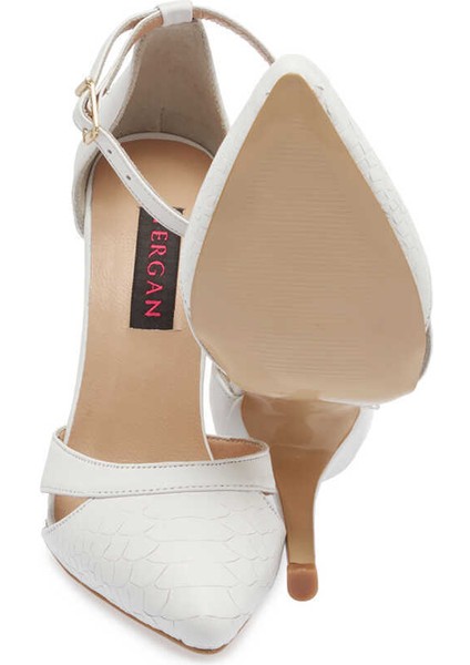 Beyaz Hakiki Deri Kadın Stiletto - K24I1AY67289-A26