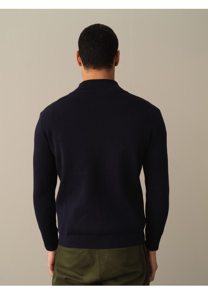 Erkek Lacivert Oversize Cep Detaylı Hırka