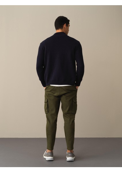 Erkek Lacivert Oversize Cep Detaylı Hırka