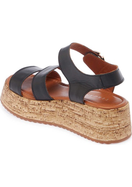 Siyah Hakiki Deri Kadın Sandalet - K24Y1SN67244-A23