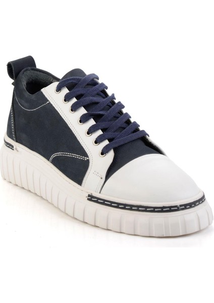 Beyaz Lacivert Hakiki Deri Erkek Sneaker E01401087103 fiyatları