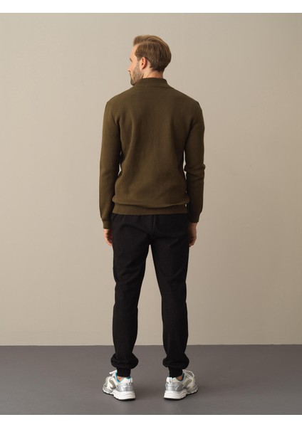 Erkek Haki Oversize Cep Detaylı Hırka