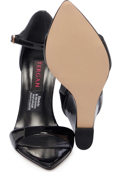 Siyah Rugan Hakiki Deri Kadın Dolgu Topuklu Ayakkabı - K24Y1AY67252-A07