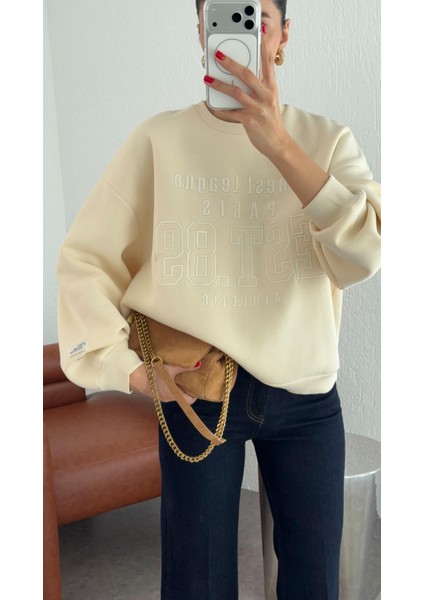 Nakışlı Şardonlu Sarı Sweat
