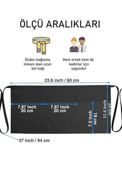 Cafe Barista Kuaför Barmen Çiçekçi Belden Yarım Duck Keten Mutfak Önlük Siyah indirimleri