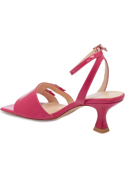 Pembe Hakiki Rugan Deri Kadın Topuklu Ayakkabı - K24Y1AY67185-T6U