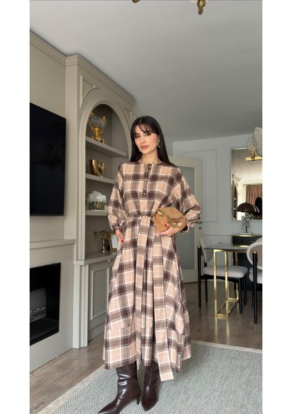 Kahverengi Oduncu Elbise