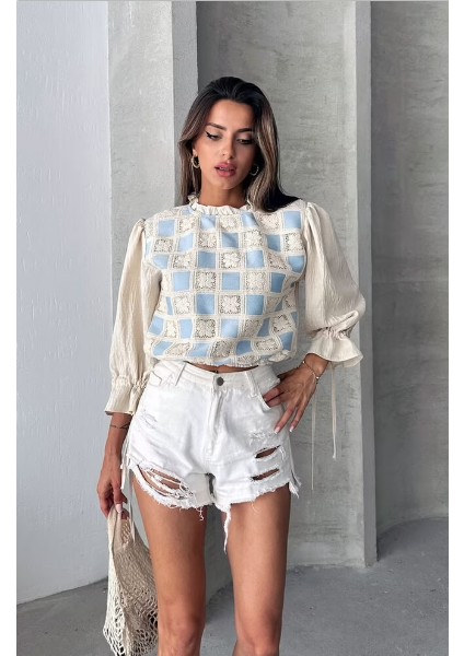 Siyah Dantel Detaylı Bluz fiyatları