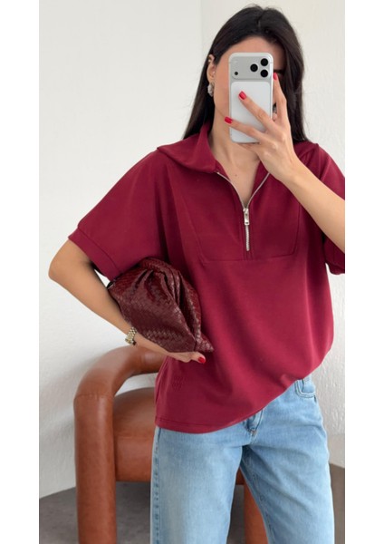 Kısa Kollu Modal Bordo Sweat modelleri