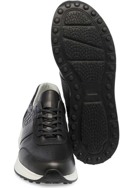 Siyah Hakiki Deri Erkek Sneaker - E24I1AY56708-A43