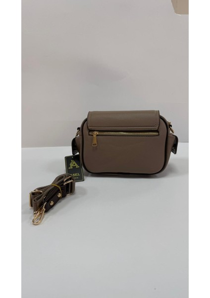 , Toka Aksesuar Detaylı,kapaklı,çok Gözlü, Vizon Kahve Kadın Çapraz Çantası fırsatları