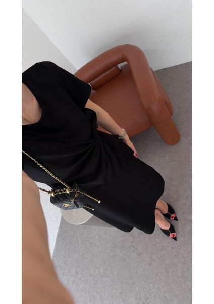 Fiyonklu Siyah Modal Elbise fırsatları