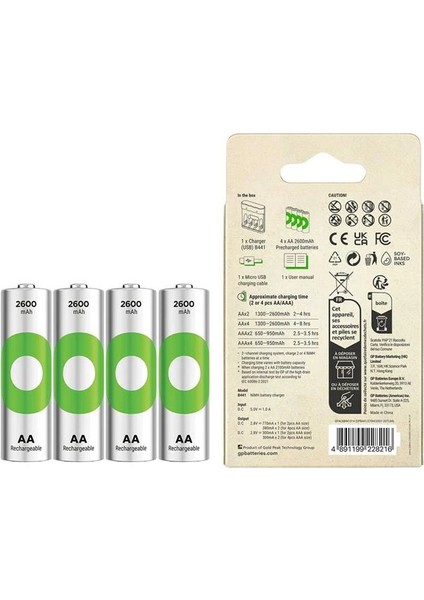 Recyko B441 4*2600 Mah R6 Aa Pilli Şarj Cihazı (B441/270HCER21-2GTLB4) modelleri