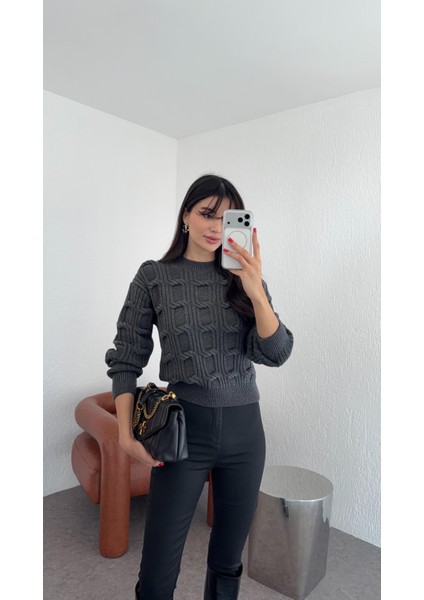 Zincir Örgü Antrasit Kazak