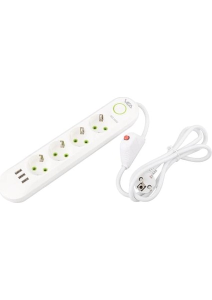 VA-21560 4'lü 3 Usb'li 1.5 Metre Akım Korumalı Priz Beyaz modelleri