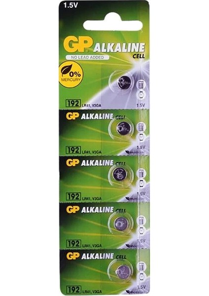 192 1.5 Volt LR41 Alkalin Düğme Pil 5'li