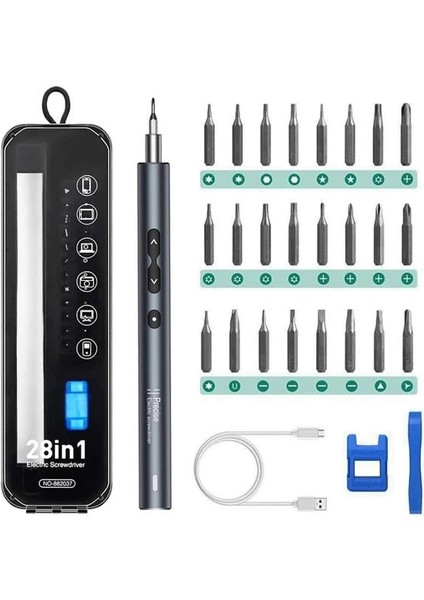 NO-882037 28IN1 Mini Şarjlı Tornavida Seti Yüksek Torklu 24 Uçlu Başlıklı