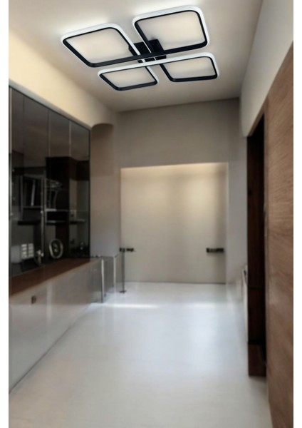 Specula Modern Tasarım Siyah Renk Yemek Masası Üstü - Mutfak - Salon Beyaz Işıklı LED Avize