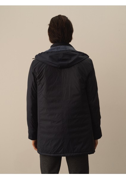 Erkek Siyah Regular Fit Uzun Şişme Kaban