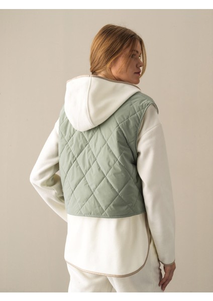 Kadın Haki Regular Fit Kapitone Yelek