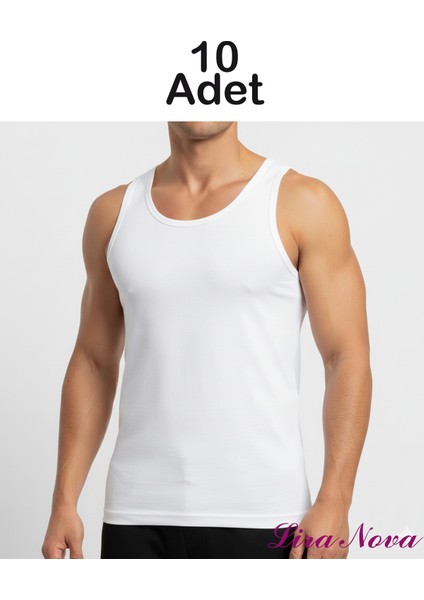 Klasik Beyaz Atlet Suprem Kumaş %100 Coton 10'lu Hertip Sporcu Atlet