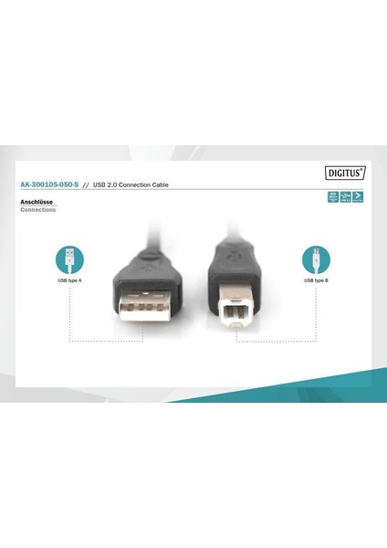 AK-300105-050-S 5m Usb2,0 Ae/be Siyah Kabl indirimleri