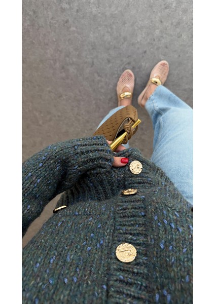 Gold Düğmeli Cepli Füme Premium Hırka fiyatları