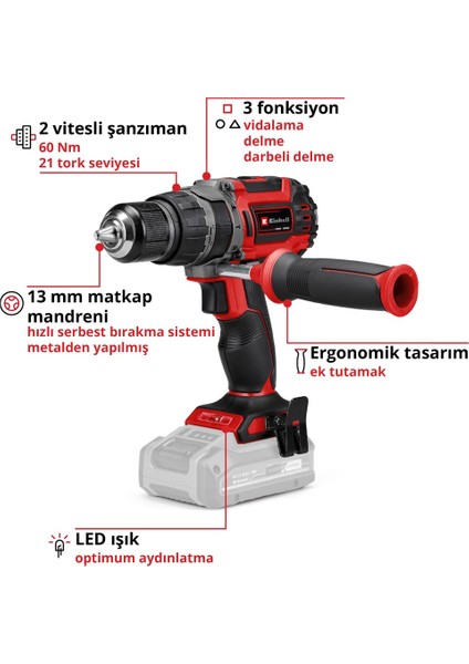 Tp-Cd 18/60 Li-I Bl Solo Akülü Vidalama + 2 x 2.5 Ah Akü ve 103 Parça Uç Seti (Kumaş Çanta Dahil) modelleri