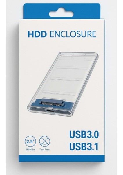 Zilevo 2.5 Inç Sata Hdd/ssd Harici Disk Kutusu, USB 3.0/3.1 Type-C, Şeffaf fiyatları