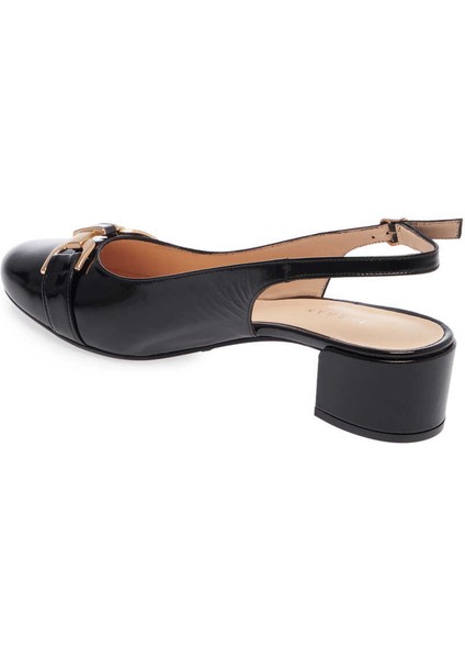 Siyah Hakiki Rugan Deri Kadın Topuklu Ayakkabı - K24I1AY67187-A07