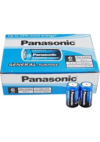 R14BE/2PS Manganez Orta C Boy Pil (24'lü Paket)