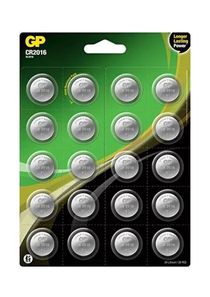 CR2016 DL2016 Lityum 20'li Para Pil (GPCR2016-2CAI20)