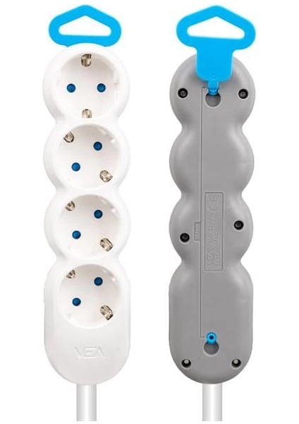 VE-2S4N 4'lü 1.5 Metre Kablolu Grup Priz