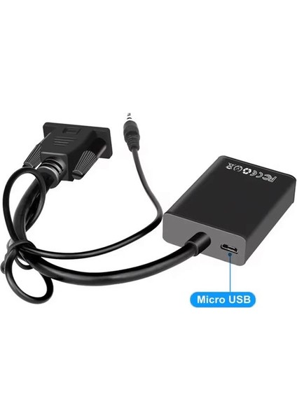 XCC7804 Ses Girişli VGA To HDMI Dönüştürücü (45 cm Aux Kablo 15 cm VGA Kablo) fırsatları