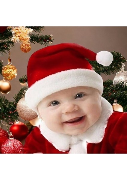 Bebek Noel Baba Şapkası Kadife
